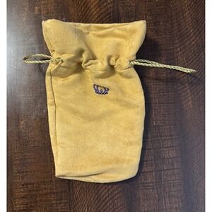 Crown Royal Tan Faux Suede Drawstring Bag Pouch Purple Crown Logo Gold Cord b4a